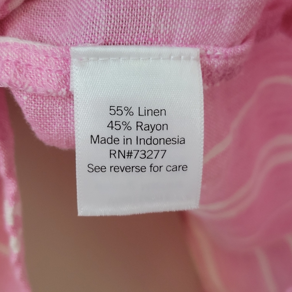 Sonoma Linen Blend Pink Stripe Camp Shirt Plus Size 2x - Picture 6 of 8